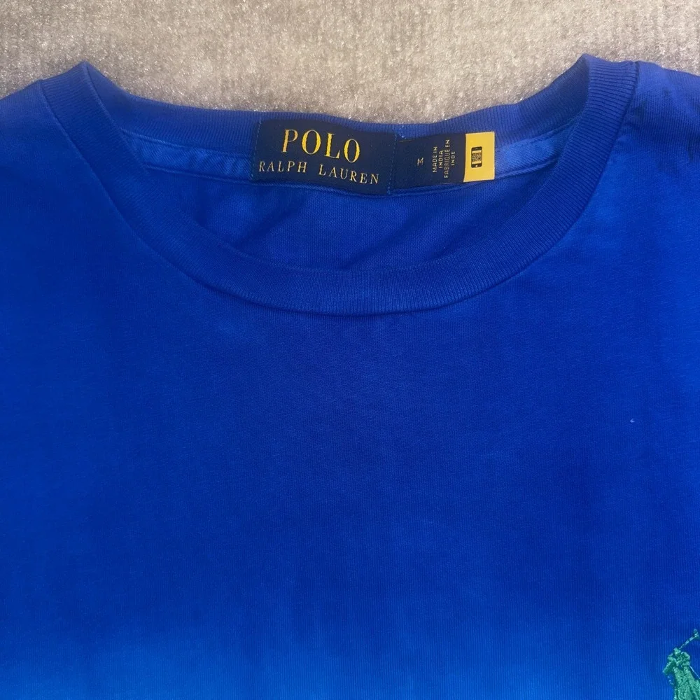 Polo Ralph Lauren Mens Dip Dye T-Shirt Blue White Orange Ombre Pony Logo M
